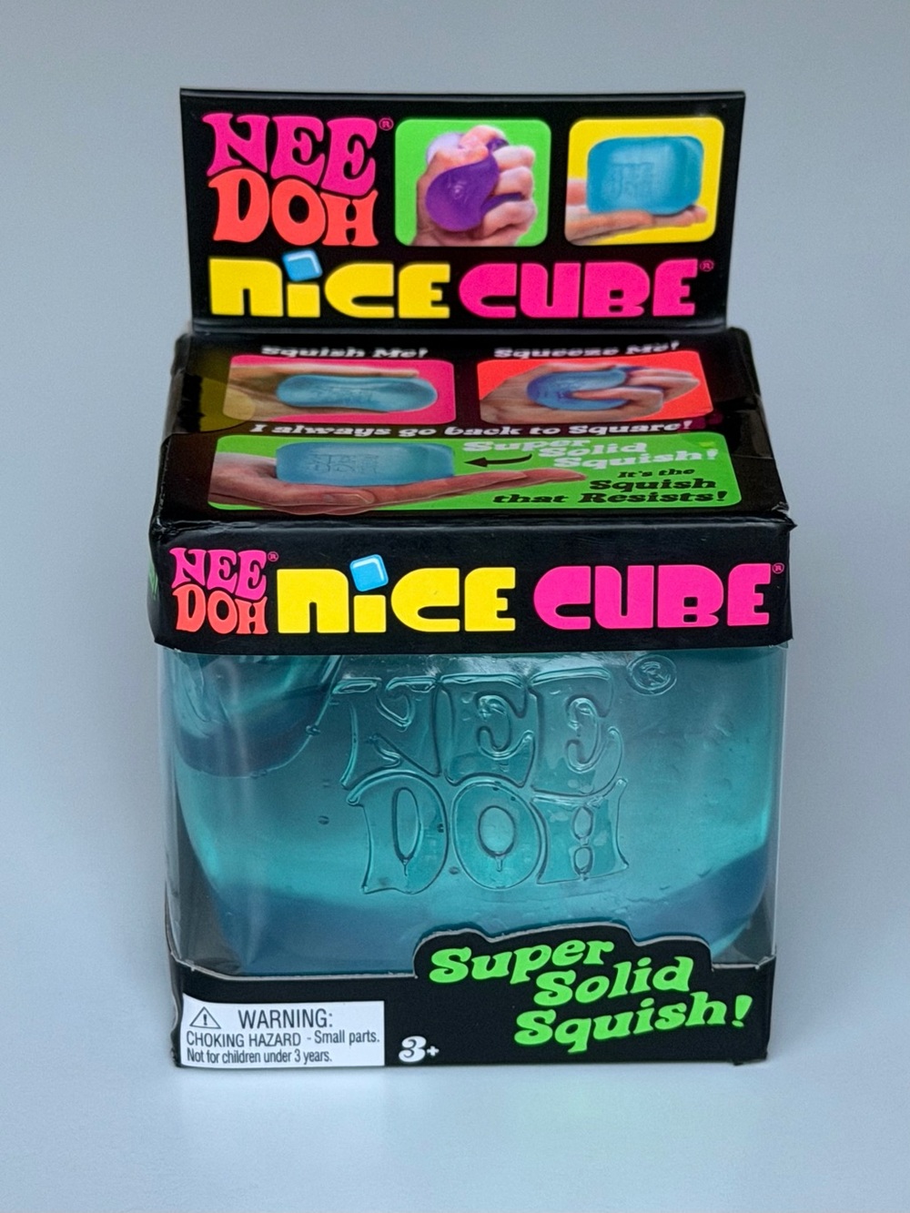 NeeDoh Nice Cube Blue Super Solid Squish Sensory Toy Schylling New in Box